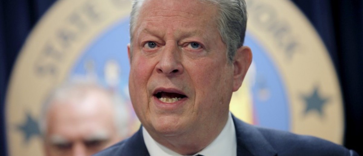 Former U.S. Vice President Al Gore speaks at a news conference with a gathering of U.S. State Attorney