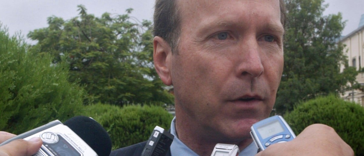 Neil Bush, younger brother of President George W. Bush talks to the press after a meeting with Paraguayan President Nicaron Duarte in Asuncion, on Feb. 28, 2008. (NORBERTO DUARTE/AFP/Getty Images)