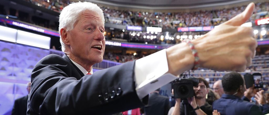 Bill Clinton gives a thumbs up to attendees on the fourth day of the Democratic National Convention (Getty Images)