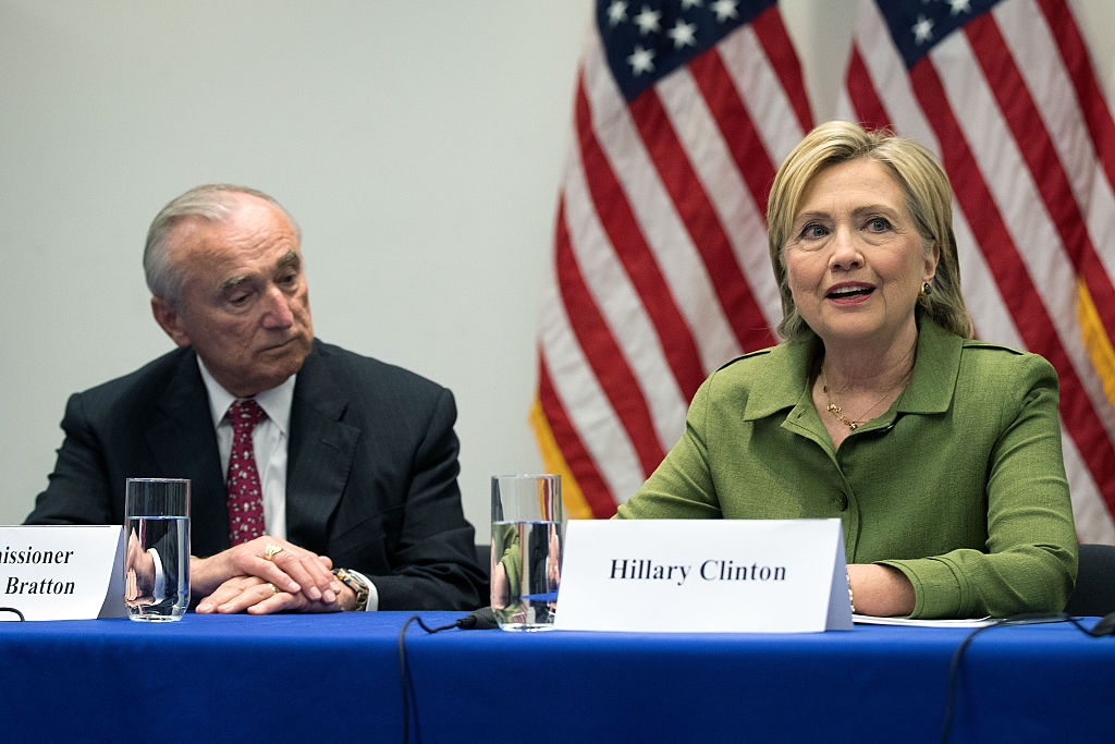 Hillary Clinton delivers opening remarks during a meeting with law enforcement officials at the John Jay College of Criminal Justice (Getty Images)