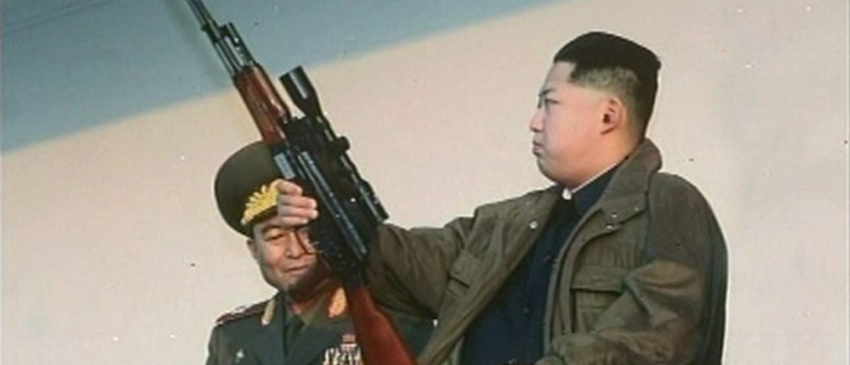 New leader of North Korea Kim Jong-un holds a weapon on January 8, 2012.REUTERS/KRT via Reuters TV