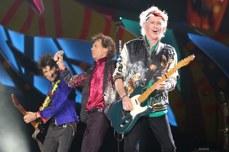 Keith Richards (R), Mick Jagger (C) and Ronnie Wood of the Rolling Stones perform a free outdoor concert at Ciudad Deportiva de la Habana sports complex in Havana, Cuba March 25, 2016. REUTERS/Alexandre Meneghini/File Photo