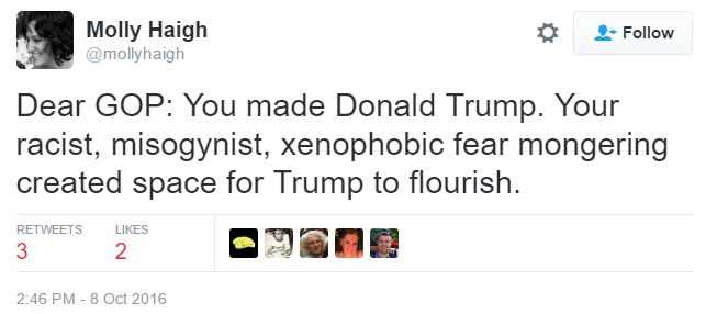 Molly Haigh: Not a fan of Republicans. (Screenshot/Twitter)