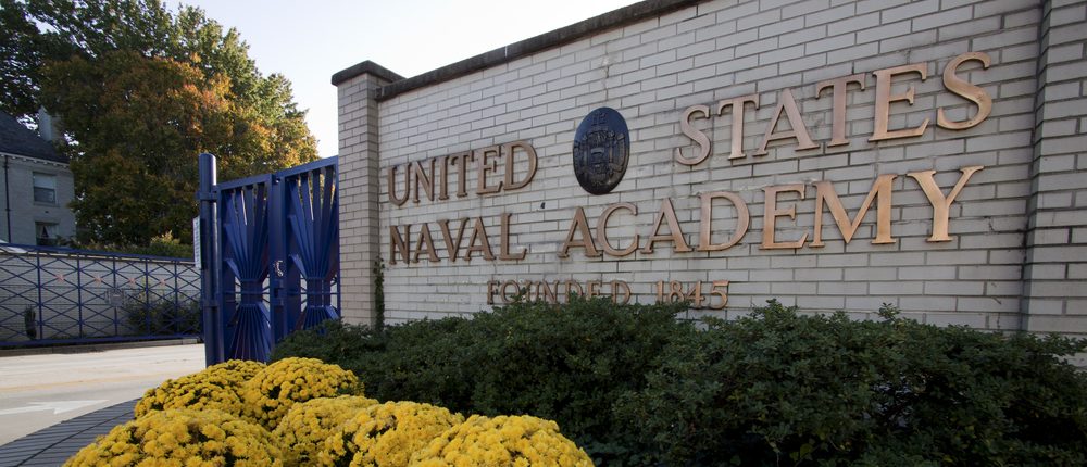 The entrance to the U.S. Naval Academy in downtown Annapolis, Md. on October 21, 2012. The campus founded in 1845 is located on the former grounds of Fort Severn. (Photo: Shutterstock)