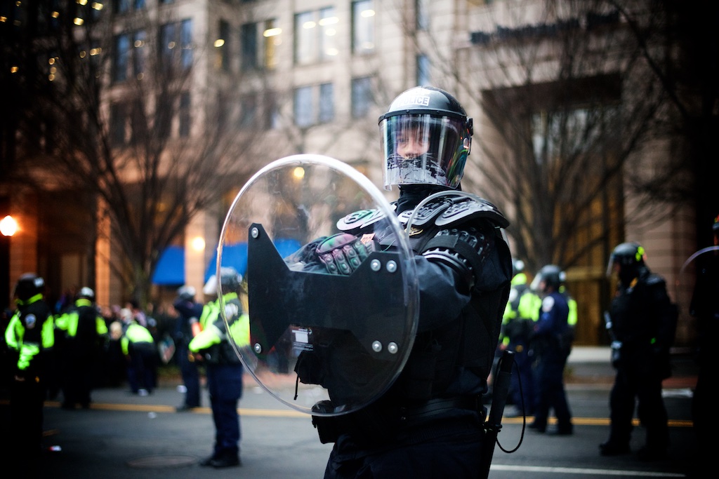 Riot police in position during the protest - Daily Caller - Abbey Jaroma