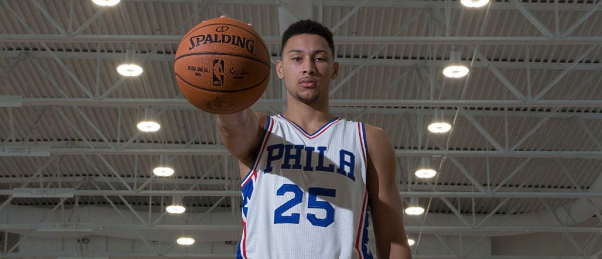 Ben Simmons #25 of the Philadelphia 76ers poses for a picture during media day on September 26, 2016 in Camden, New Jersey. (Photo by Mitchell Leff/Getty Images)