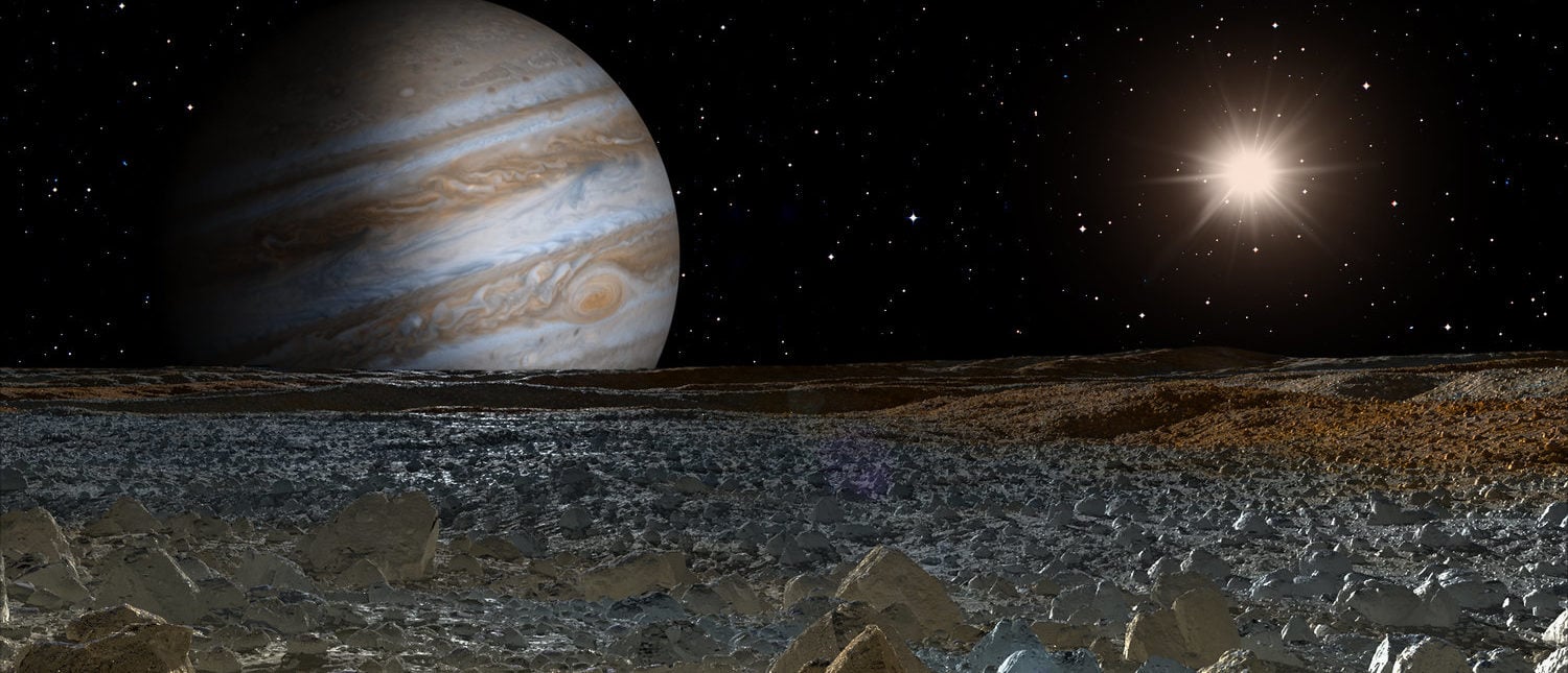 jupiter and moon europa " Elements of this image furnished by NASA"

(Shutterstock/muratart)
