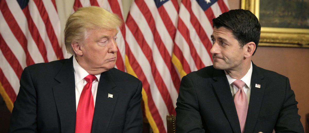 U.S. President-elect Donald Trump (L) meets with Speaker of the House Paul Ryan (R-WI) on Capitol Hill in Washington, U.S., November 10, 2016. REUTERS/Joshua Roberts 
