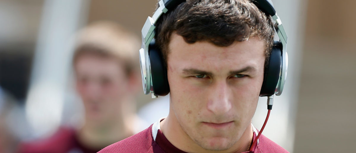 COLLEGE STATION, TX - SEPTEMBER 14:  Johnny Manziel #2 of Texas A&M Aggies walks to the field before the start of the game against the Alabama Crimson Tide at Kyle Field on September 14, 2013 in College Station, Texas.  (Photo by Scott Halleran/Getty Images)