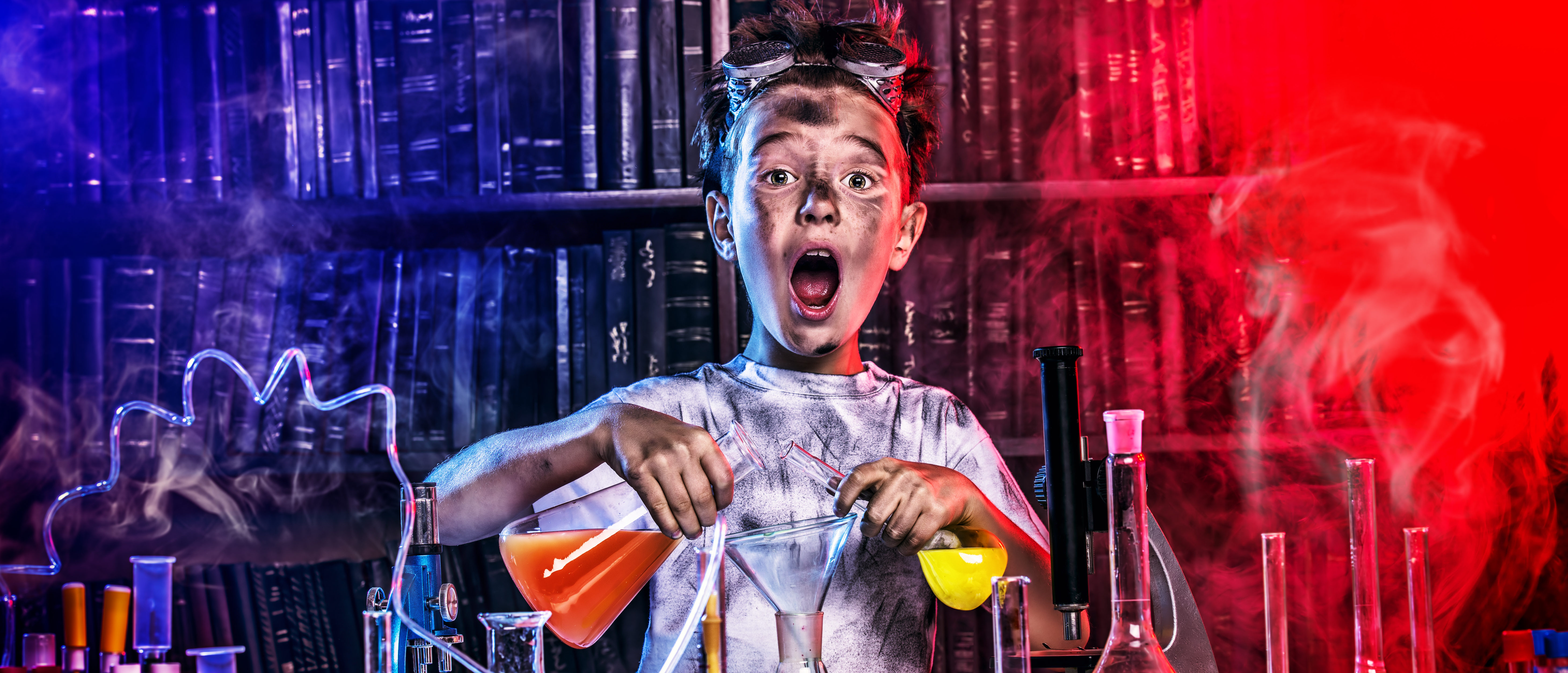 A boy doing experiments in the laboratory. Explosion in the laboratory. (Shutterstock/Kiselev Andrey Valerevich) | Liberals Fuming Over Atlantic's New Hire