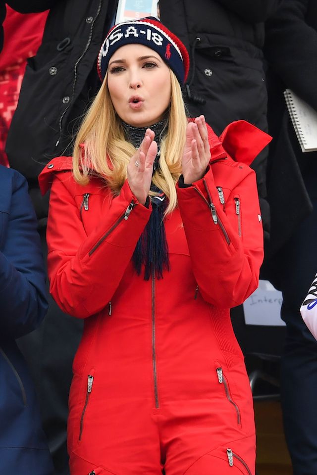 Ivanka Trump reacts during the final of the men's snowboard big air event at the Alpensia Ski Jumping Centre during the Pyeongchang 2018 Winter Olympic Games on February 24, 2018 in Pyeongchang. / AFP PHOTO / FRANCK FIFE (Photo credit should read FRANCK FIFE/AFP/Getty Images)