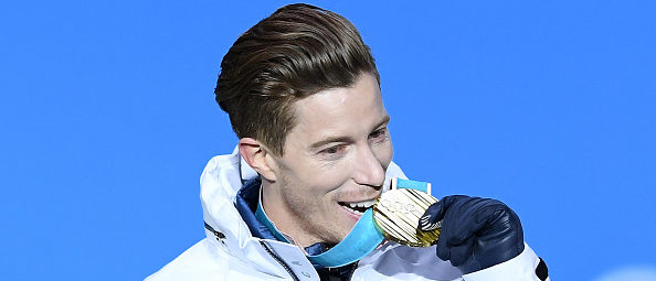 PYEONGCHANG-GUN, SOUTH KOREA - FEBRUARY 14:  Gold medalist Shaun White of the United States poses during the medal ceremony for the Snowboard Men's Halfpipe Final on day five of the PyeongChang 2018 Winter Olympics at Medal Plaza on February 14, 2018 in Pyeongchang-gun, South Korea.  (Photo by Quinn Rooney/Getty Images)