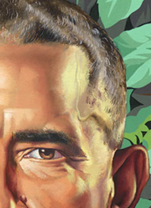 Close-up of Obama's vein in his official portrait. (Kehinde Wiley)