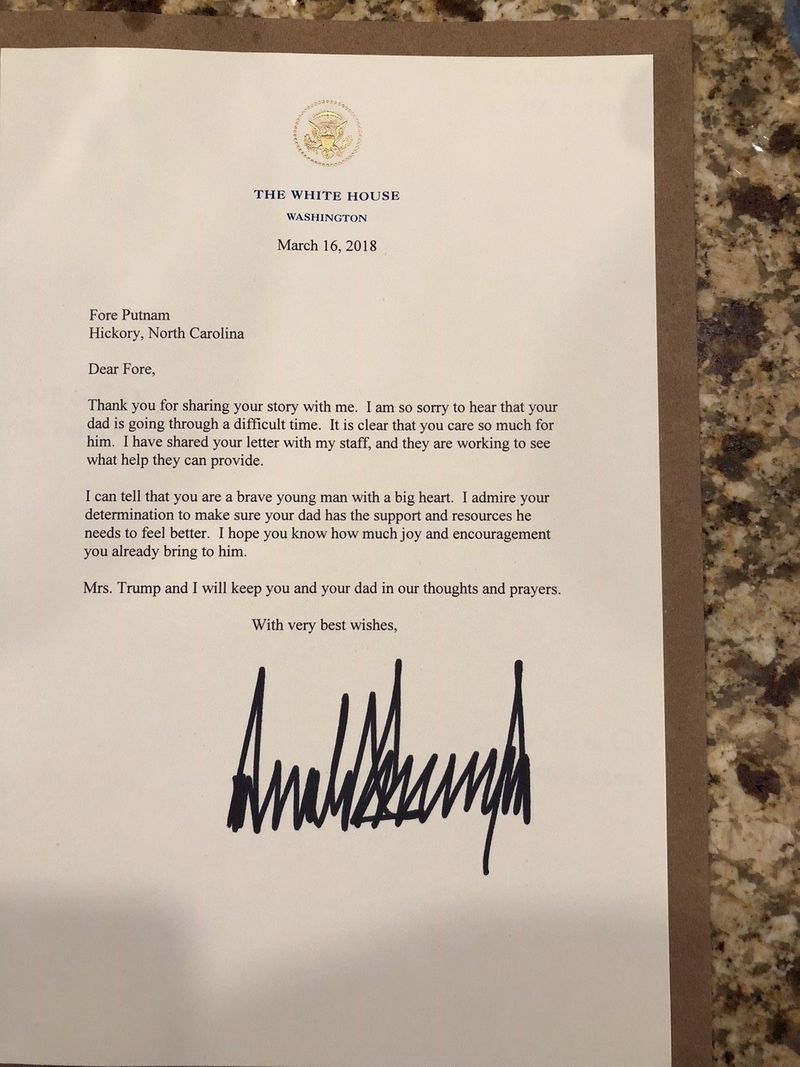 Stop What Youre Doing And Read This Letter Trump Sent To A Little Boy With A Dying Father The 8855