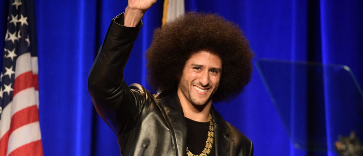 BEVERLY HILLS, CA - DECEMBER 03:  Honoree Colin Kaepernick speaks onstage at ACLU SoCal Hosts Annual Bill of Rights Dinner at the Beverly Wilshire Four Seasons Hotel on December 3, 2017 in Beverly Hills, California.  (Photo by Matt Winkelmeyer/Getty Images)
