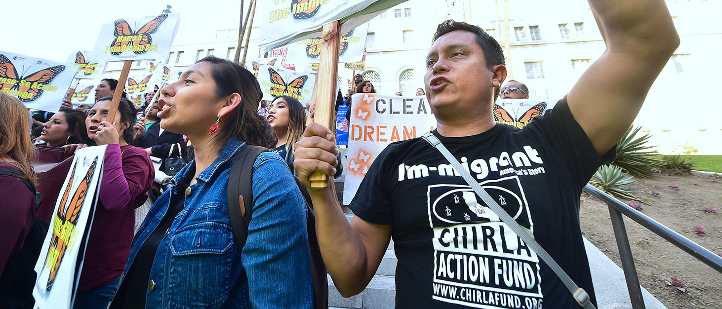 Dreamers and advocates attend a rally in support of a Clean Dream Act in Los Angeles, California on March 5, 2018, the deadline for DACA recipients from the Trump administration that went into motion six months ago. FREDERIC J. BROWN/AFP/Getty Images