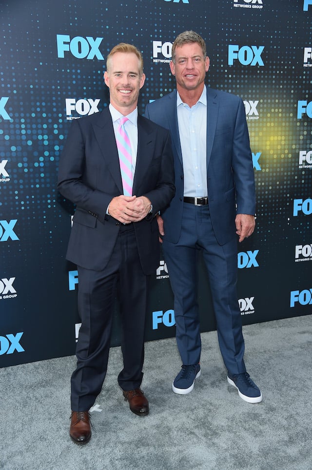 NEW YORK, NY - MAY 15: Joe Buck and Troy Aikman attend the 2017 FOX Upfront at Wollman Rink, Central Park on May 15, 2017 in New York City. (Photo by Michael Loccisano/Getty Images)