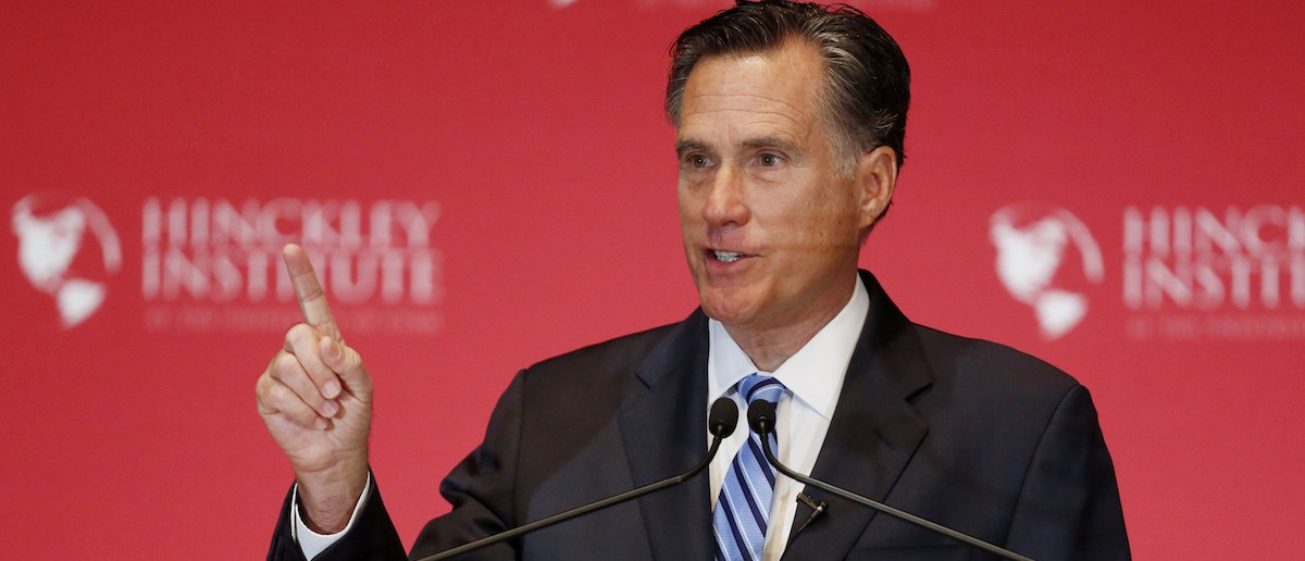 Former Republican presidential nominee Mitt Romney speaks critically about current Republican presidential candidate Donald Trump and the state of the 2016 Republican presidential campaign during a speech at the Hinckley Institute of Politics at the University of Utah in Salt Lake City, March 3, 2016. (REUTERS/Jim Urquhart)