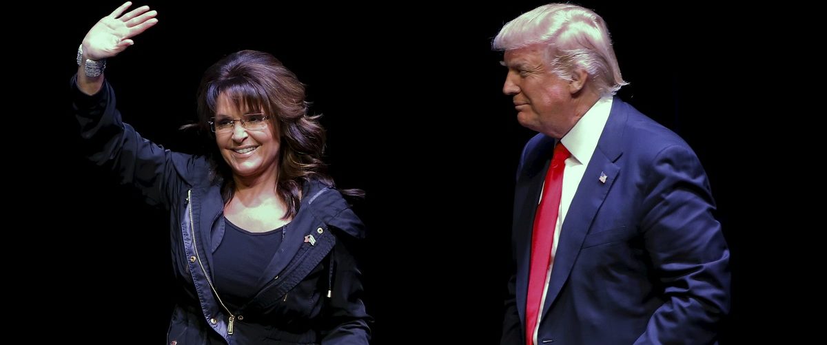 Former Alaska Governor Palin introduces Republican U.S. presidential candidate Trump during a Town Hall at the Racine Civic Centre Memorial Hall
