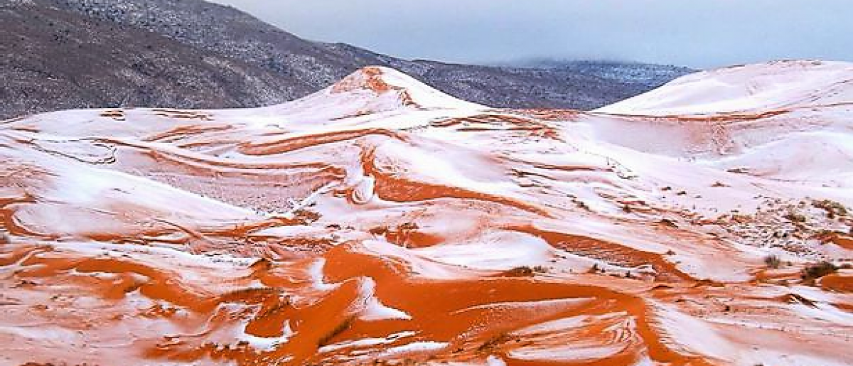 Photos of Sahara Desert covered in snow for first time in 40 years (photo courtesy of Karim Bouchetata)