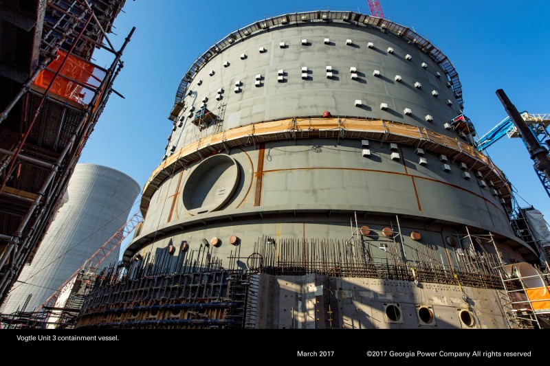 The Vogtle Unit 3 and 4 site, being constructed by primary contactor Westinghouse, is seen near Waynesboro