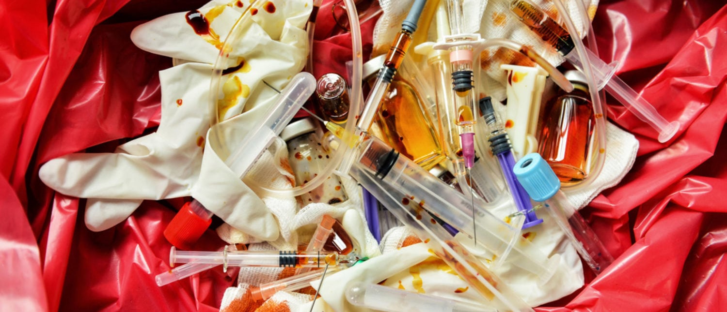 Medical waste in a special trash bag. [Shutterstock - MAGNIFIER]
