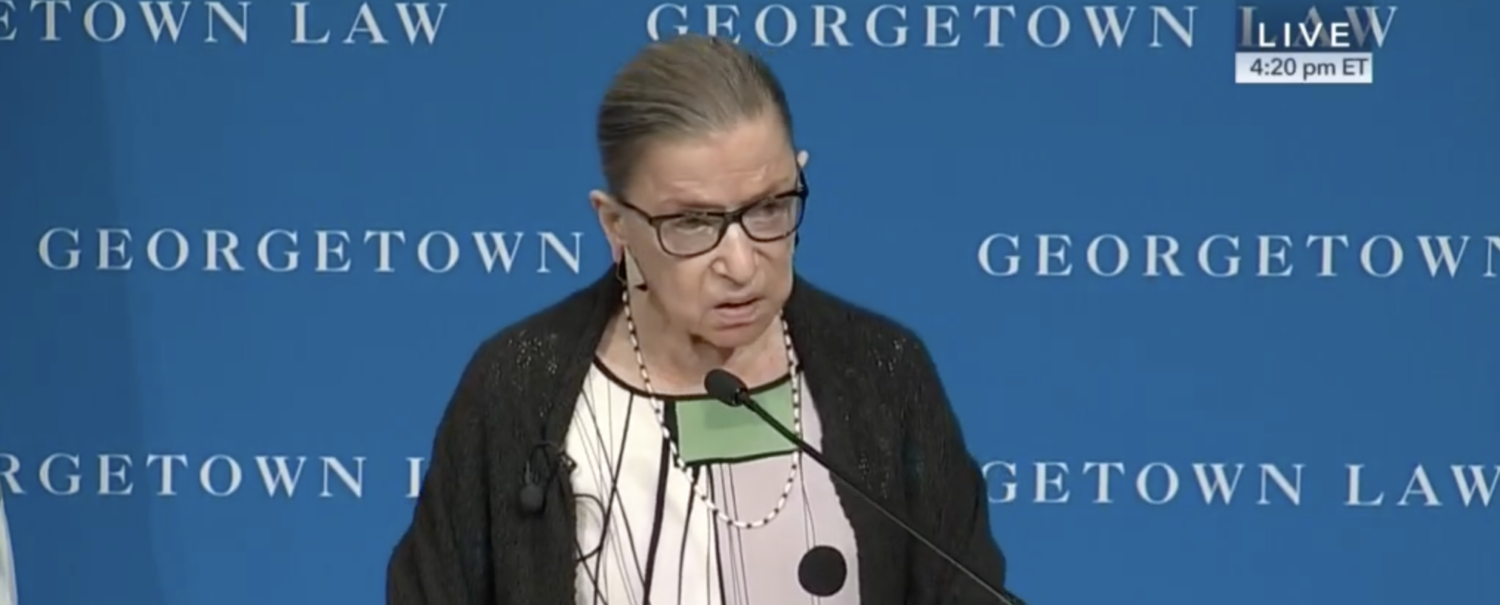 Justice Ruth Bader Ginsburg speaks at Georgetown Law in September 2017. (Screenshot/CSPAN)