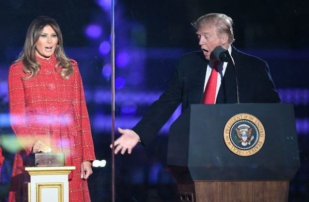 Merry Indeed: Melania Wows In Red Coat At Lighting Of National ...