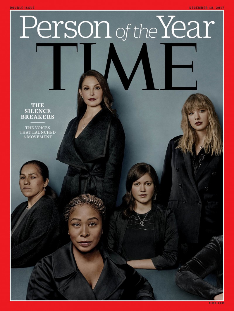Ashley Judd, Susan Fowler, Adama Iwu, Taylor Swift, and Isabel Pascual (a pseudonym) are pictured on the Time magazine Person of the Year cover for 2017 in this handout photo