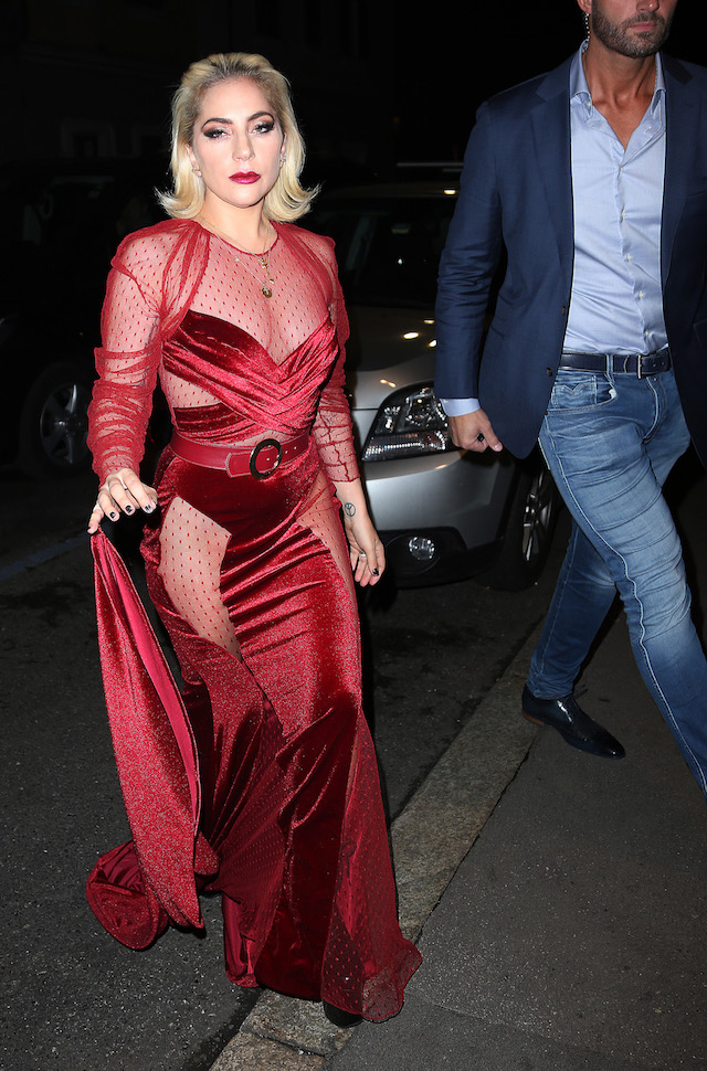 Lady Gaga Chooses Daring Sheer Red Dress In Milan [PHOTOS] | The Daily