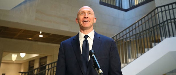 WASHINGTON, DC - NOVEMBER 02: Carter Page, former foreign policy adviser for the Trump campaign, speaks to the media after testifying before the House Intelligence Committee on November 2, 2017 in Washington, DC. The committee conducting an investigation into Russia's tampering in the 2016 election. (Photo by Mark Wilson/Getty Images)