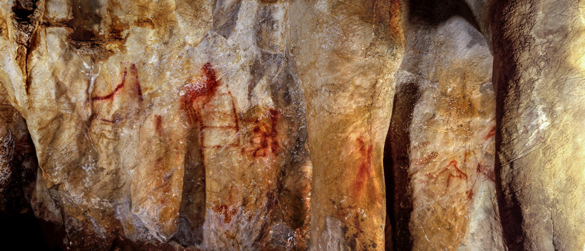 Neanderthal paintings can be seen in a cave in Pasiega, Spain in this photo obtained February 22, 2018. University of Southampton/Handout via REUTERS