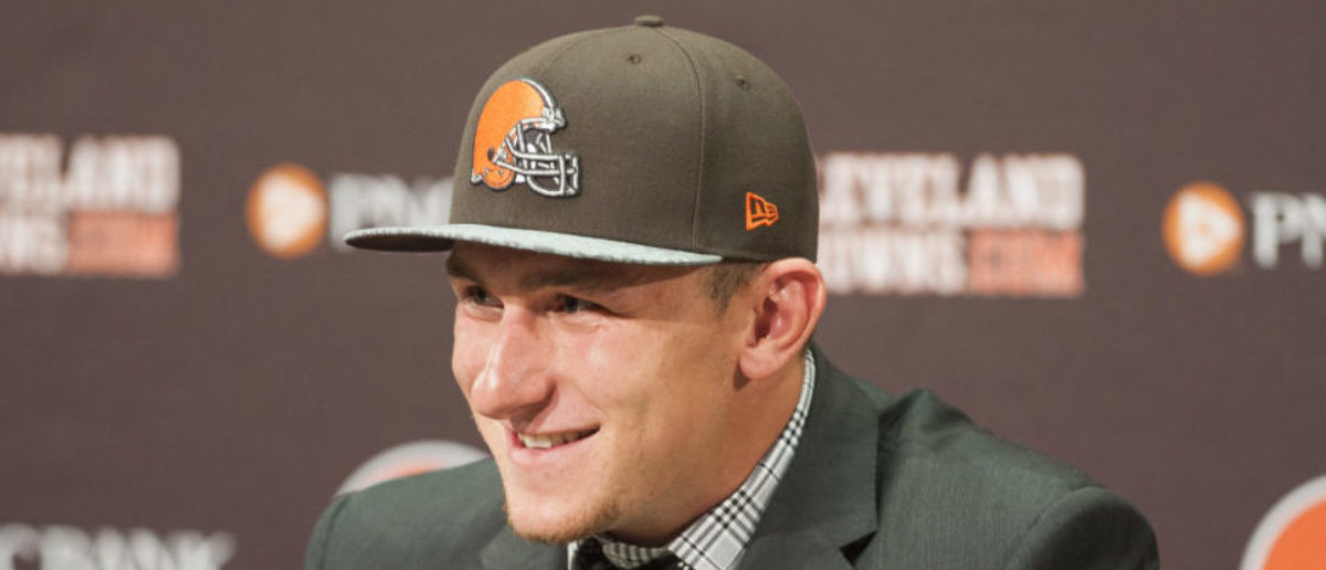 BEREA, OH - MAY 9: Cleveland Browns draft pick Johnny Manziel answers questions during a press conference at the Browns training facility on May 9, 2014 in Cleveland, Ohio. Manziel was selected in the first round with the 22nd pick. (Photo by Jason Miller/Getty Images)