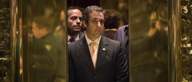 NEW YORK, NY - DECEMBER 12: Michael Cohen, personal lawyer for President-elect Donald Trump, gets into an elevator at Trump Tower, December 12, 2016 in New York City. President-elect Donald Trump and his transition team are in the process of filling cabinet and other high level positions for the new administration. (Photo by Drew Angerer/Getty Images)