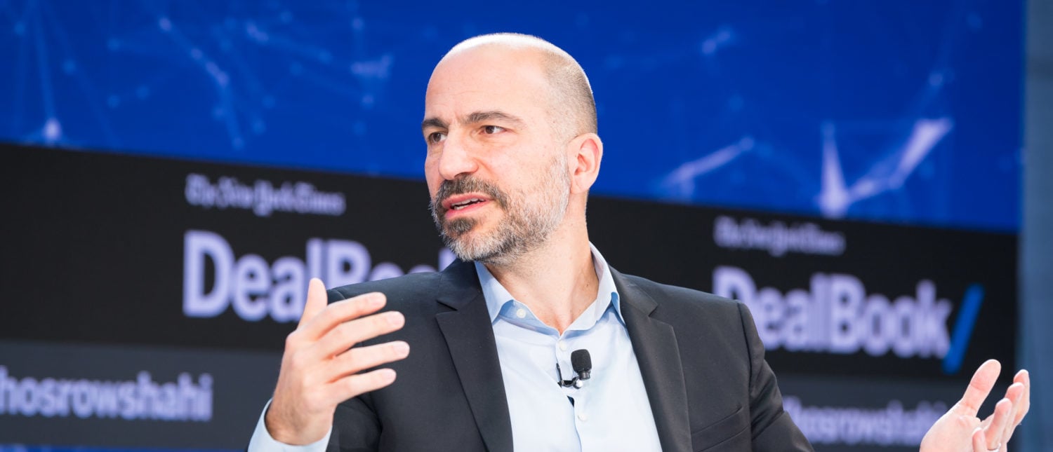 NEW YORK, NY - NOVEMBER 09:  Dara Khosrowshahi speaks onstage at The New York Times 2017 DealBook Conference at Jazz at Lincoln Center on November 9, 2017 in New York City.  (Photo by Michael Cohen/Getty Images for The New York Times)
