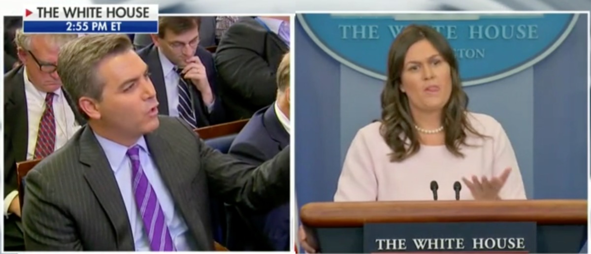 CNN's Jim Acosta and Sarah Sanders go back and forth at the White House press briefing Monday, June 4, 2018. (Photo: Screenshot/Fox News)