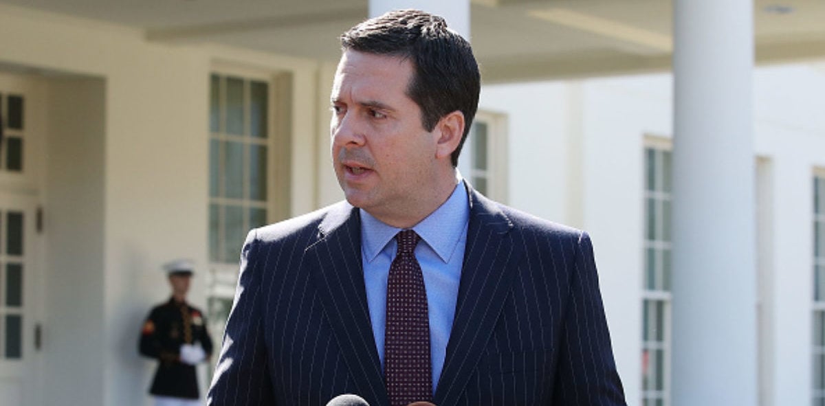WASHINGTON, D.C. -- MARCH 22: House Intelligence Committee Chairman Devin Nunes (R-CA) speaks to reporters after a meeting at the White House March 22, 2017 in Washington, D.C. (Photo by Mark Wilson/Getty Images)