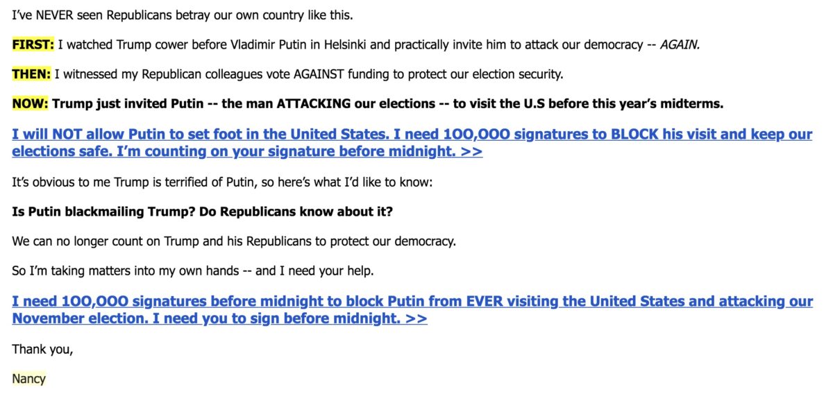 Nancy Pelosi misleads supporters in a DCCC fundraising email