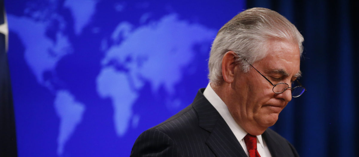 U.S. Secretary of State Rex Tillerson speaks to the media at the U.S. State Department after being fired by President Donald Trump in Washington, U.S. March 13, 2018. REUTERS/Leah Millis