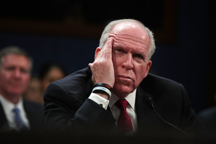 WASHINGTON, DC - MAY 23: Former Director of the U.S. Central Intelligence Agency (CIA) John Brennan testifies before the House Permanent Select Committee on Intelligence on Capitol Hill, May 23, 2017 in Washington, DC. Brennan is discussing the extent of Russia's meddling in the 2016 U.S. presidential election and possible ties to the campaign of President Donald Trump. (Photo by Alex Wong/Getty Images)