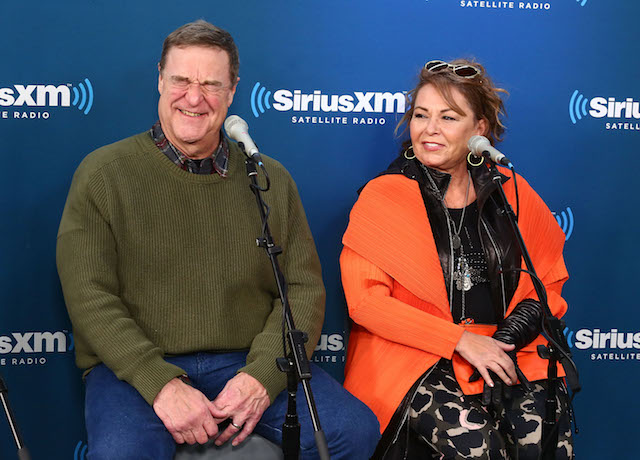 Actors John Goodman and Roseanne Barr speak during SiriusXM's Town Hall with the cast of Roseanne on March 27, 2018 in New York City. (Photo by Astrid Stawiarz/Getty Images for SiriusXM)