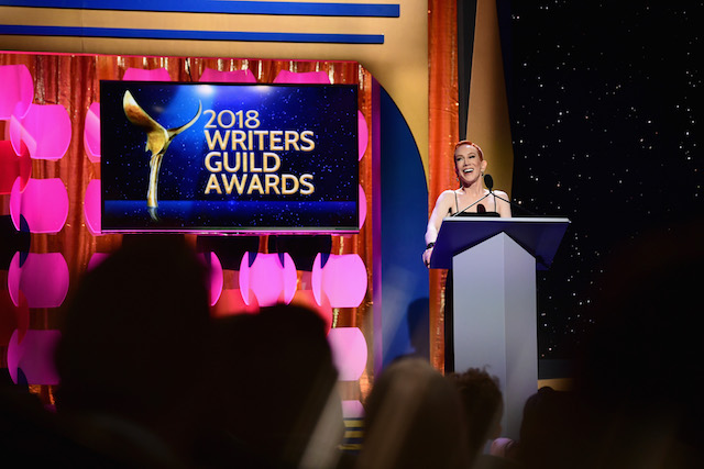 Comedian Kathy Griffin speaks onstage during the 2018 Writers Guild Awards L.A. Ceremony at The Beverly Hilton Hotel on February 11, 2018 in Beverly Hills, California. (Photo by Emma McIntyre/Getty Images)
