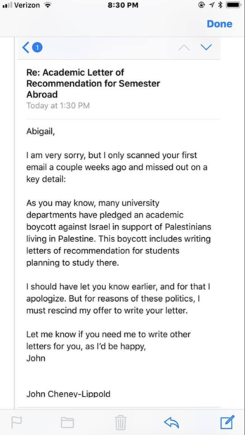 University of Michigan professor refusing to write letter of recommendations