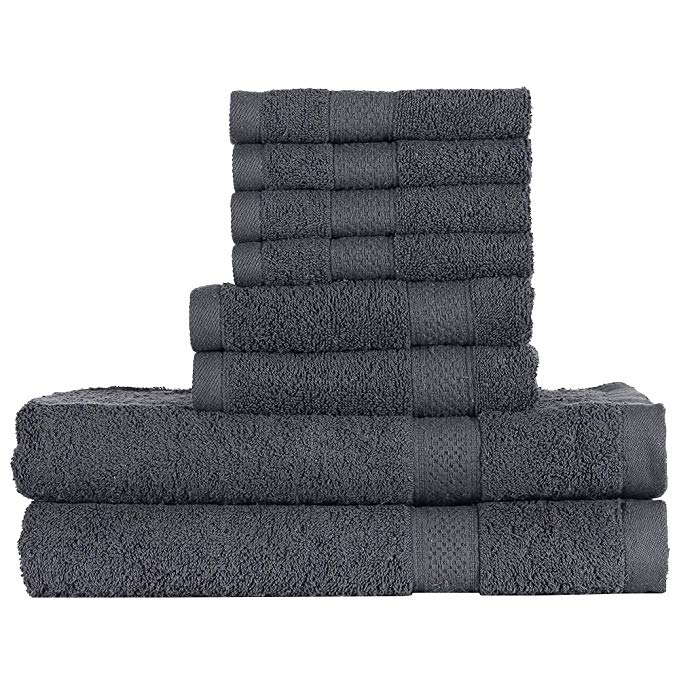 Normally $28, this 8-piece towel set is 35 percent off with this code (Photo via Amazon)