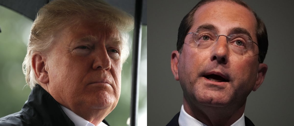 The Trump administration is taking a multipronged approach to lowering drug prices led by HHS Sec. Alex Azar (right). Chip Somodevilla/Getty Images and Alex Wong/Getty Images