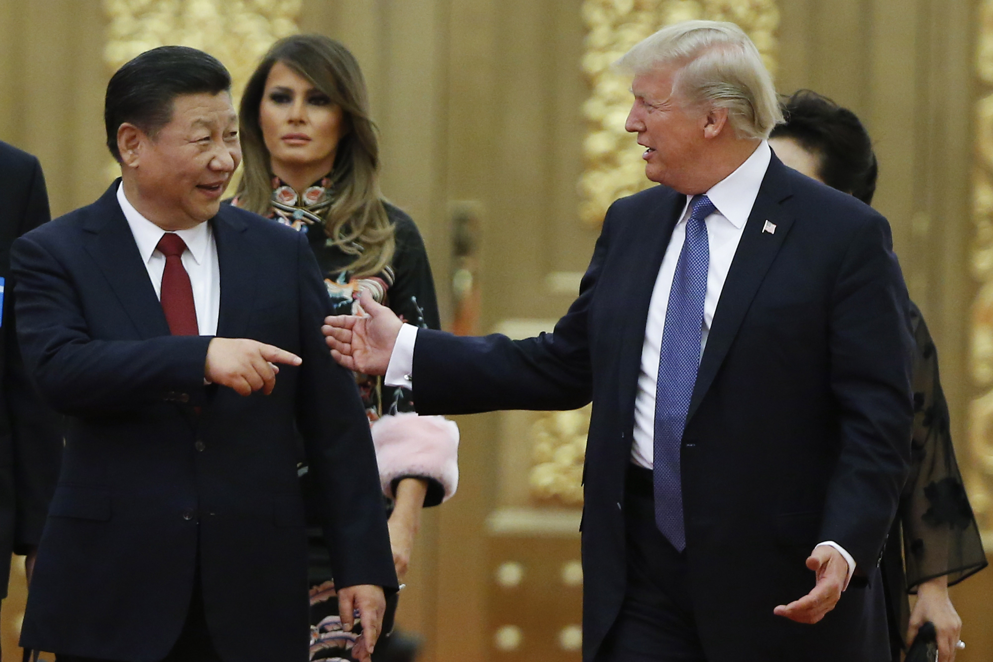 U.S. President Donald Trump and China's President Xi Jinping arrive at a state dinner at the Great Hall of the People on November 9, 2017 in Beijing, China. Thomas Peter - Pool/Getty Images
