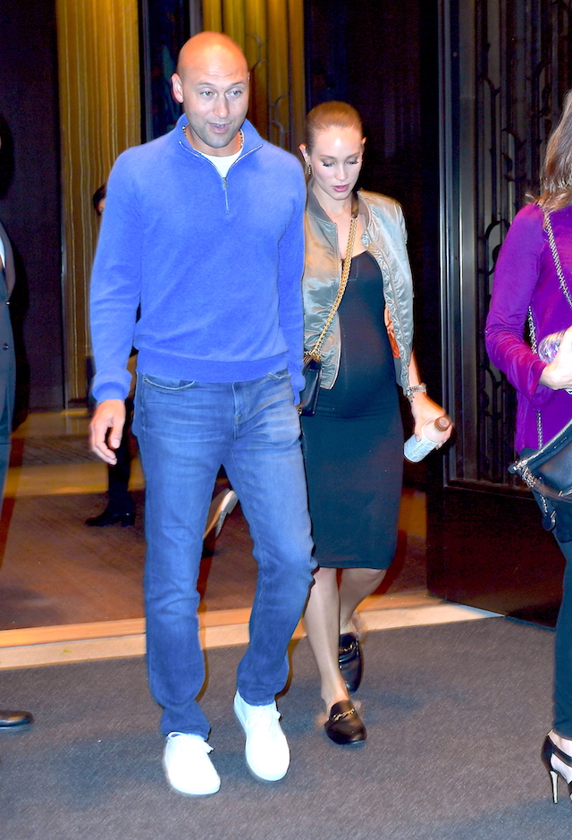 Derek Jeter and Hannah Davis were spotted out to dinner in NYC on Friday night. Hannah wore a tight black dress which hugged what appeared to be a growing baby bump. Although the couple are yet to confirm, it appears they have a 2nd child on the way. NON-EXCLUSIVE Picture by: 247PAPS.TV / SplashNews.com