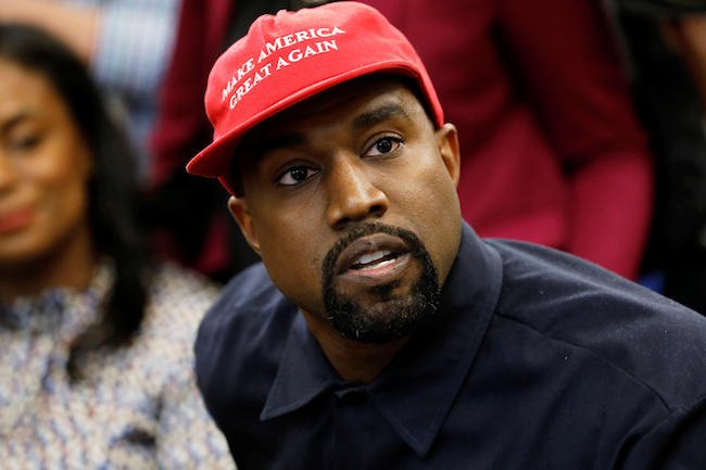 Rapper Kanye West speaks during a meeting with President Donald Trump to discuss criminal justice reform at the White House in Washington, October 11, 2018. REUTERS/Kevin Lamarque
