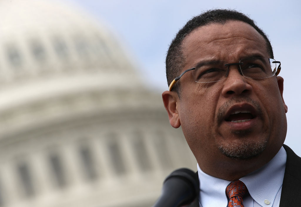 WASHINGTON, DC - MARCH 21: Rep. Keith Ellison (D-MN) waits to speak during a press conference outside the U.S. Capitol in opposition to the involvement of U.S. military forces in Syria March 21, 2017 in Washington, DC. (Win McNamee/Getty Images)