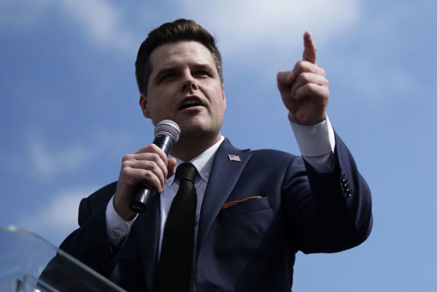 WASHINGTON, DC - SEPTEMBER 26: U.S. Rep. Matt Gaetz (R-FL) speaks during a rally hosted by FreedomWorks September 26, 2018 at the West Lawn of the Capitol in Washington, DC. (Alex Wong/Getty Images)